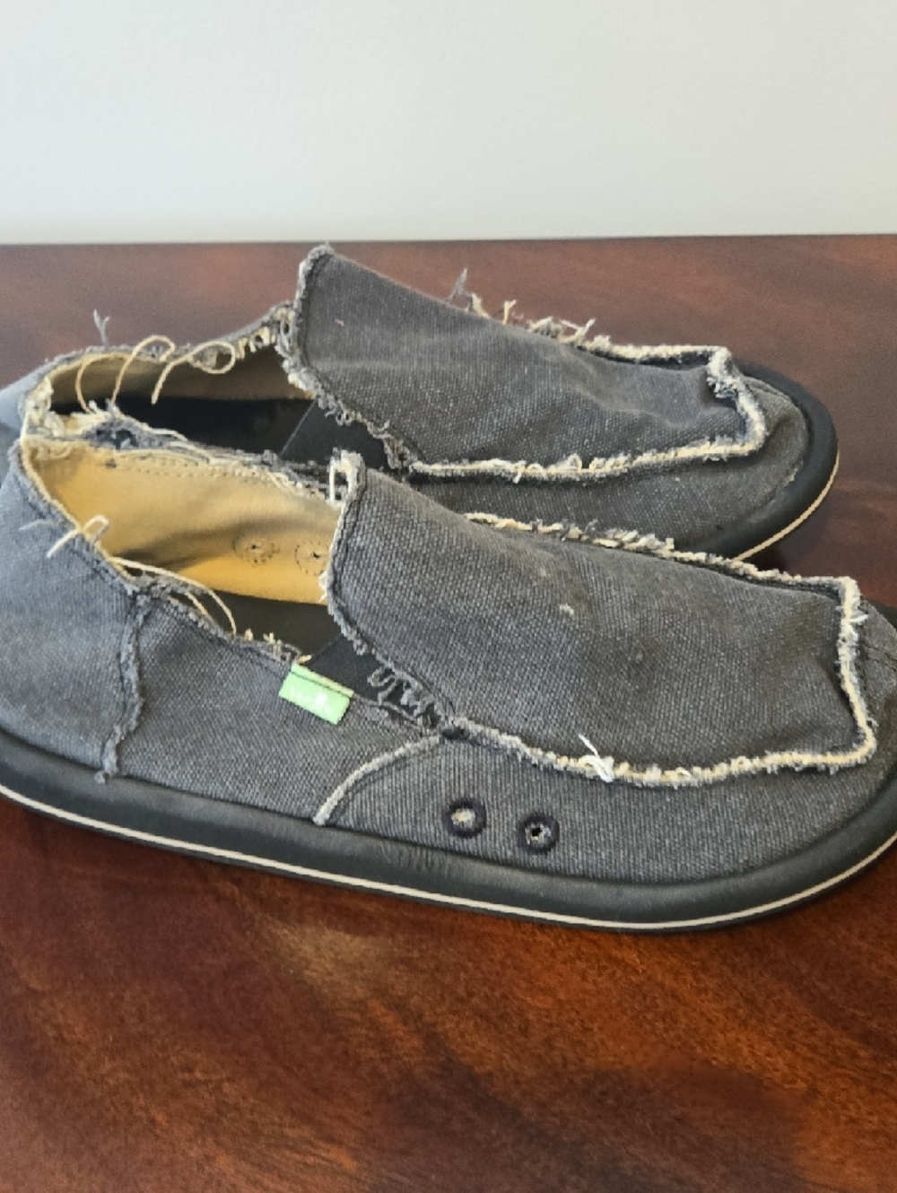Sanuk Gray Canvas Slip-On Shoes - Picture 4 of 7